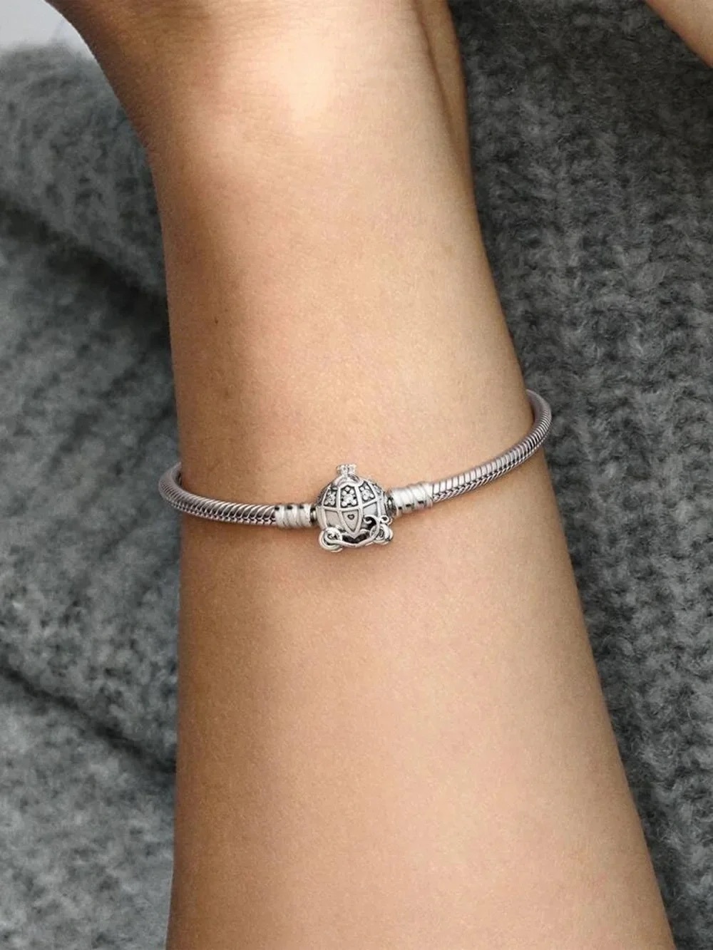 Pandora Silver Charm Bracelet with Decorative Clasp